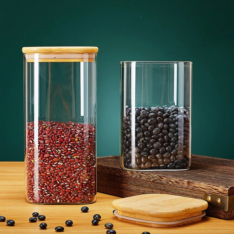 Glass & Bamboo Storage Jars