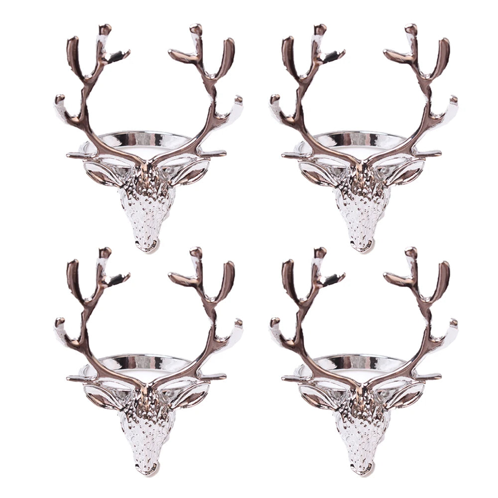 Silver Christmas Reindeer Napkin Rings
