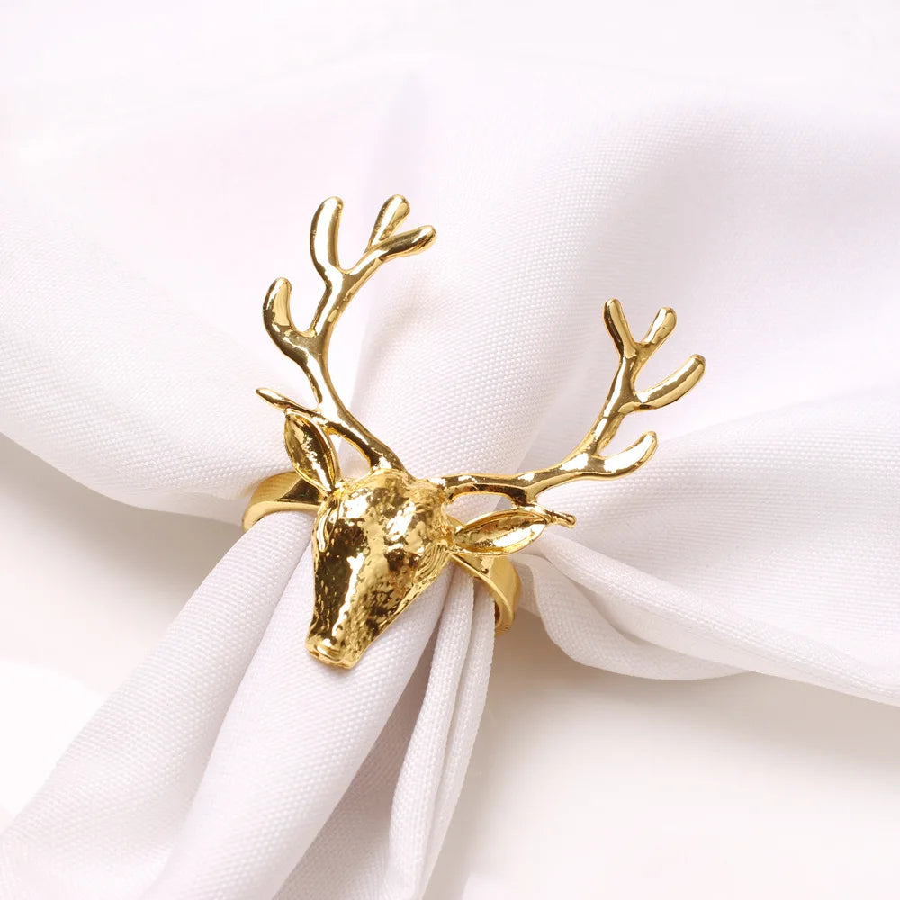 Gold Christmas Reindeer Napkin Rings