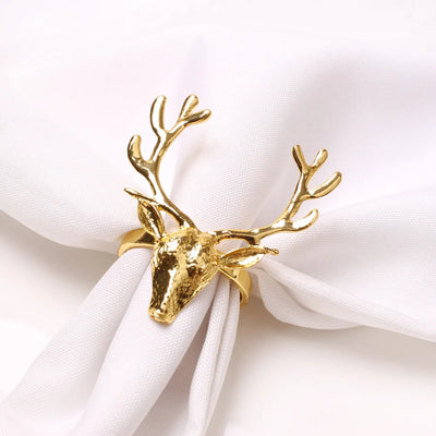 Gold Christmas Reindeer Napkin Rings
