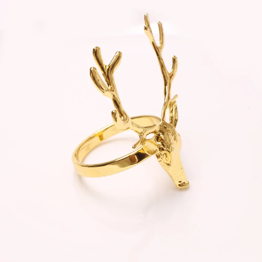 Gold Christmas Reindeer Napkin Rings