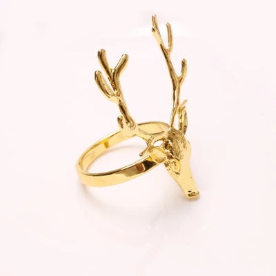 Gold Christmas Reindeer Napkin Rings