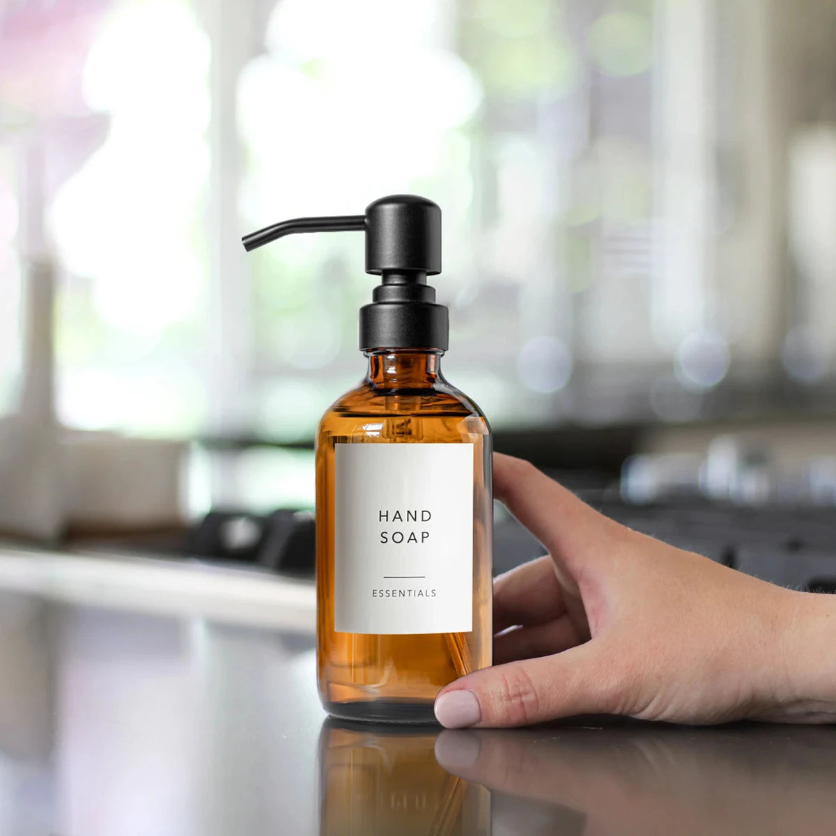 Amber Glass Soap Dispenser 2 Pack