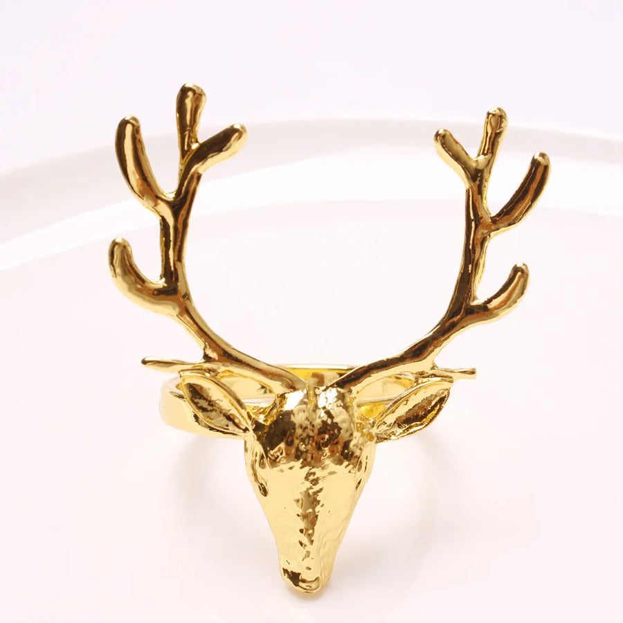 Gold Christmas Reindeer Napkin Rings