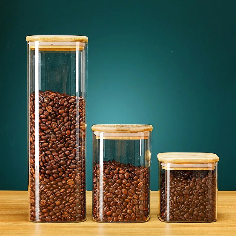 Glass & Bamboo Storage Jars