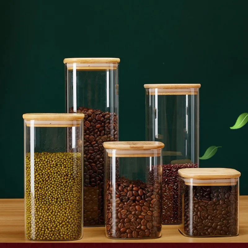 Glass & Bamboo Storage Jars