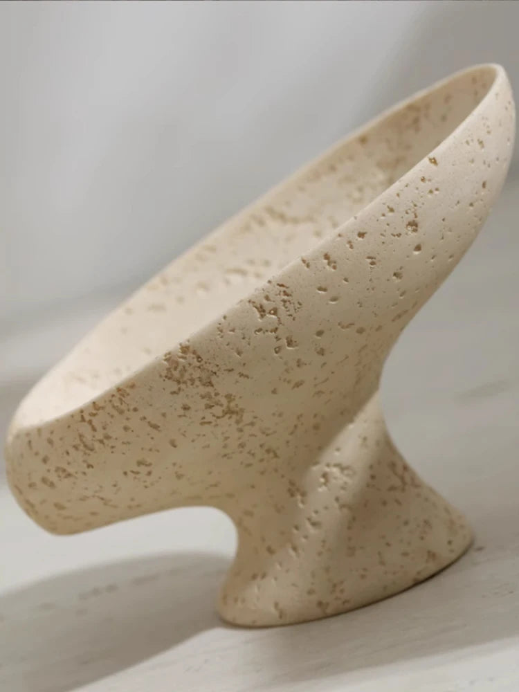 Beige stone soap holder on a white background