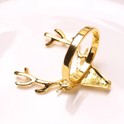Gold Christmas Reindeer Napkin Rings