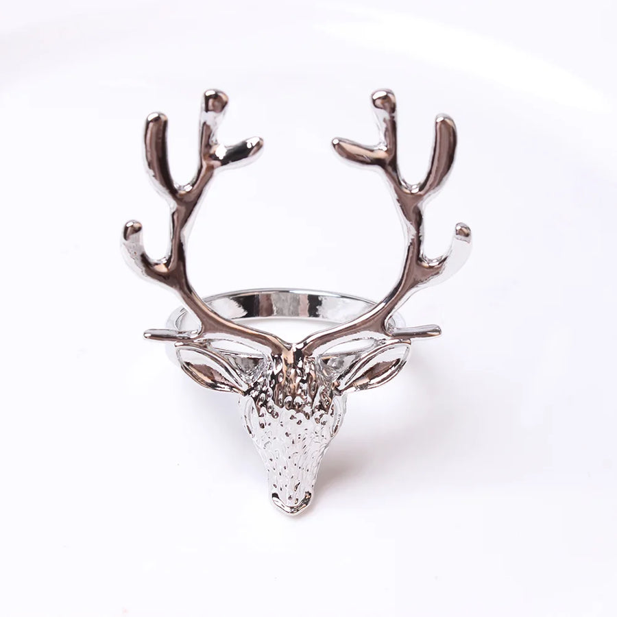Silver Christmas Reindeer Napkin Rings