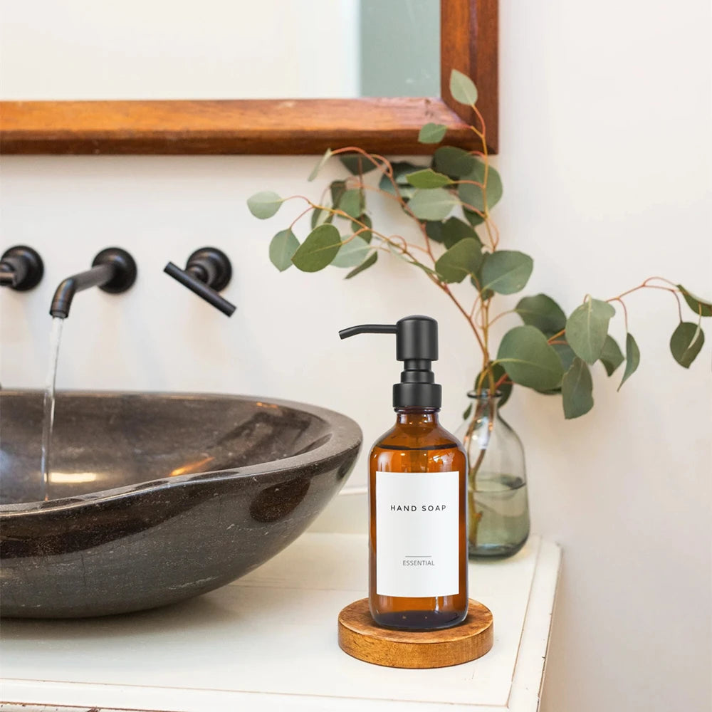 Amber Glass Soap Dispenser 2 Pack