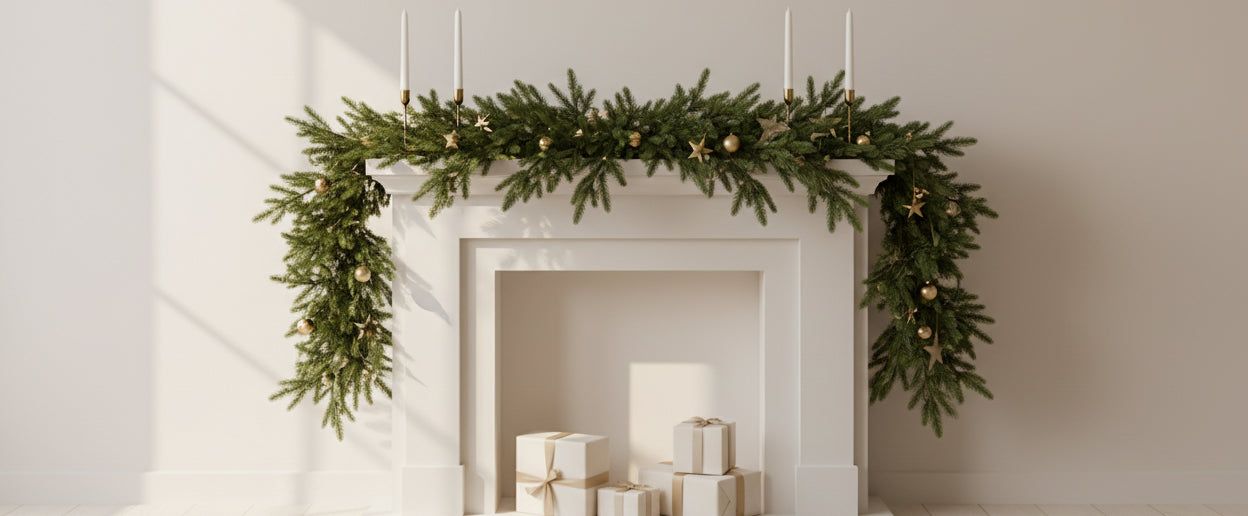 create a simple christmas home decor image so i can use this for my christmas collection on my website. the size should be 1800 x 700