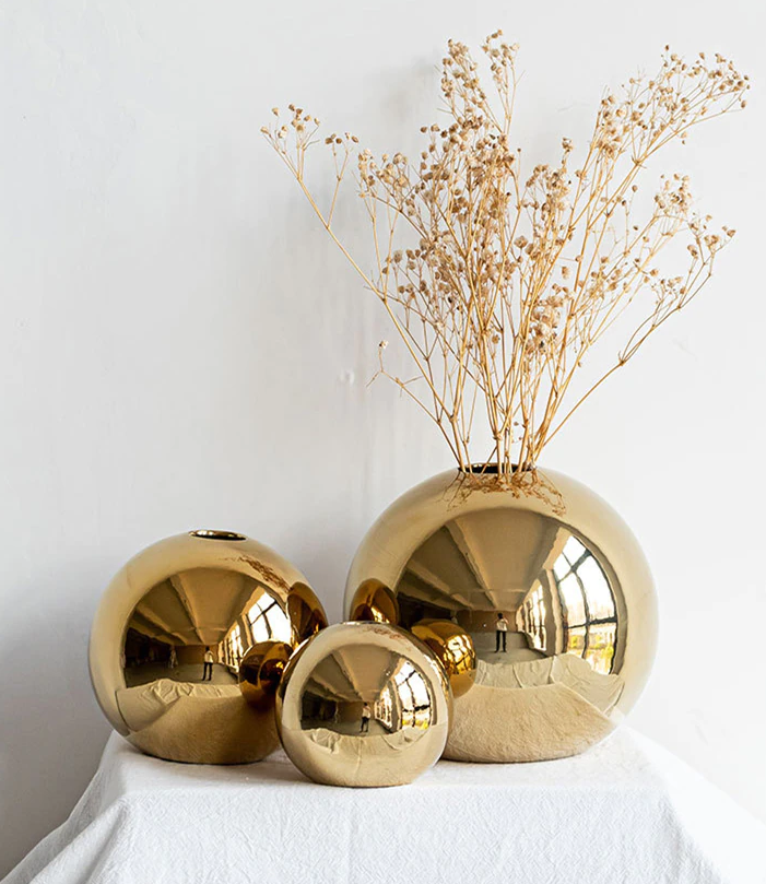 Golden Elegance Ceramic Sphere Vase